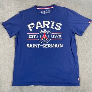 Paris Saint Germain PSG Mens Medium Blue Cotton T Shirt Graphic Futbol Soccer
